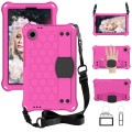 For Blackview Tab 60 8.7 2023 Honeycomb EVA Hybrid PC Tablet Case with Strap(Rose Red+Black)