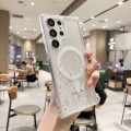 For Samsung Galaxy S24 Ultra 5G MagSafe Glitter Hybrid Clear TPU Phone Case(White)