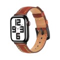 For Apple Watch SE 2023 40mm Colorful Sewing Thread Leather Watch Band(Brown)