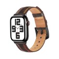 For Apple Watch Series 8 41mm Colorful Sewing Thread Leather Watch Band(Dark Brown)