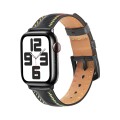 For Apple Watch Series 3 42mm Colorful Sewing Thread Leather Watch Band(Black)