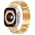 For Apple Watch Series 9 45mm Stainless Steel H-Shaped Fold Buckle Watch Band(Gold)