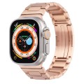For Apple Watch Series 6 44mm Stainless Steel H-Shaped Fold Buckle Watch Band(Rose Gold)