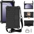 For Samsung Galaxy Tab A9 8.7 X110/X115 Honeycomb EVA Hybrid PC Tablet Case with Strap(Black+Black)