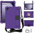 For Samsung Galaxy Tab A9+ 11 X216B Honeycomb EVA Hybrid PC Tablet Case with Strap(Purple+Black)