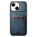 For iPhone 14 Plus Suteni H02 Leather Wallet Stand Back Phone Case(Blue)