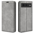 For Google Pixel 8a Retro-skin  Magnetic Suction Leather Phone Case(Grey)