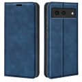 For Google Pixel 8a Retro-skin  Magnetic Suction Leather Phone Case(Dark Blue)