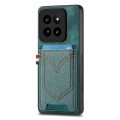 For Xiaomi 14 Pro Denim Texture Leather Skin Phone Case with Card Slot(Green)