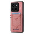 For Xiaomi 14 Denim Texture Leather Skin Phone Case with Card Slot(Pink)
