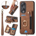 For Honor 90 Retro Skin-feel Ring Multi-card RFID Wallet Phone Case(Brown)