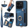 For Xiaomi 14 Retro Skin-feel Ring Multi-card RFID Wallet Phone Case(Blue)