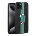 For iPhone 15 Pro Max Magnetic Litchi Leather Back Phone Case with Holder(Green)