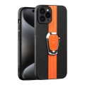 For iPhone 15 Pro Max Magnetic Litchi Leather Back Phone Case with Holder(Orange)