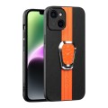 For iPhone 14 Plus Magnetic Litchi Leather Back Phone Case with Holder(Orange)