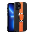 For iPhone 13 Pro Magnetic Litchi Leather Back Phone Case with Holder(Orange)