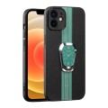 For iPhone 12 Magnetic Litchi Leather Back Phone Case with Holder(Green)