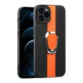 For iPhone 12 Pro Max Magnetic Litchi Leather Back Phone Case with Holder(Orange)