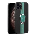 For iPhone 11 Pro Max Magnetic Litchi Leather Back Phone Case with Holder(Green)