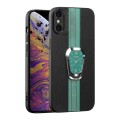 For iPhone XS Max Magnetic Litchi Leather Back Phone Case with Holder(Green)