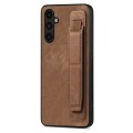 For Samsung Galaxy A04s Retro Wristband Holder Leather Back Phone Case(Brown)