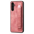 For Samsung Galaxy A04s Retro Wristband Holder Leather Back Phone Case(Pink)