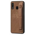 For Samsung Galaxy A30 Retro Wristband Holder Leather Back Phone Case(Brown)