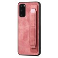 For Samsung Galaxy S20 Retro Wristband Holder Leather Back Phone Case(Pink)