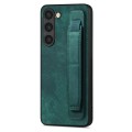 For Samsung Galaxy S23+ 5G Retro Wristband Holder Leather Back Phone Case(Green)