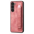 For Samsung Galaxy S23+ 5G Retro Wristband Holder Leather Back Phone Case(Pink)