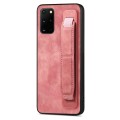 For Samsung Galaxy S20+ Retro Wristband Holder Leather Back Phone Case(Pink)