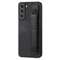 For Samsung Galaxy S21 FE 5G Retro Wristband Holder Leather Back Phone Case(Black)