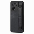 For Xiaomi 13T / 13T Pro Retro Wristband Holder Leather Back Phone Case(Black)