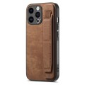 For iPhone 15 Pro Max Retro Wristband Holder Leather Back Phone Case(Brown)