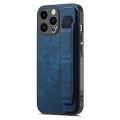 For iPhone 15 Pro Max Retro Wristband Holder Leather Back Phone Case(Blue)