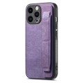 For iPhone 15 Pro Max Retro Wristband Holder Leather Back Phone Case(Purple)