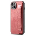 For iPhone 14 Retro Wristband Holder Leather Back Phone Case(Pink)