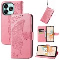 For UMIDIGI G3 / G3 Plus / G3 Max Butterfly Love Flower Embossed Leather Phone Case(Pink)