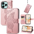 For UMIDIGI A15 / A15C Butterfly Love Flower Embossed Leather Phone Case(Rose Gold)