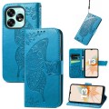 For UMIDIGI A15 / A15C Butterfly Love Flower Embossed Leather Phone Case(Blue)