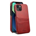 For iPhone 15 Suteni Calf Texture Back Cover Phone Case with Card Slots(Red)