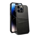 For iPhone 15 Pro Suteni Calf Texture Back Cover Phone Case with Card Slots(Black)