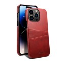 For iPhone 15 Pro Suteni Calf Texture Back Cover Phone Case with Card Slots(Red)