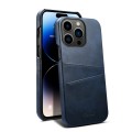 For iPhone 15 Pro Suteni Calf Texture Back Cover Phone Case with Card Slots(Blue)