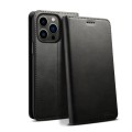 For iPhone 15 Pro Max Suteni Calf Texture Horizontal Flip Leather Phone Case(Black)