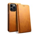 For iPhone 15 Pro Max Suteni Calf Texture Horizontal Flip Leather Phone Case(Khaki)