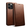 For iPhone 15 Pro Suteni Calf Texture Horizontal Flip Leather Phone Case(Brown)