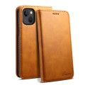 For iPhone 15 Plus Suteni Calf Texture Horizontal Flip Leather Phone Case(Khaki)
