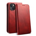 For iPhone 15 Suteni Calf Texture Horizontal Flip Leather Phone Case(Red)