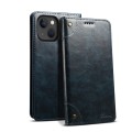 For iPhone 15 Suteni Baroque Calf Texture Buckle Wallet Leather Phone Case(Blue)